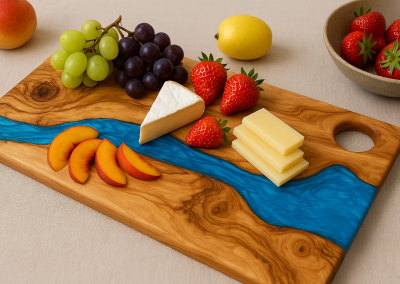 Olive and Crystal Blue resin Charcuterie board